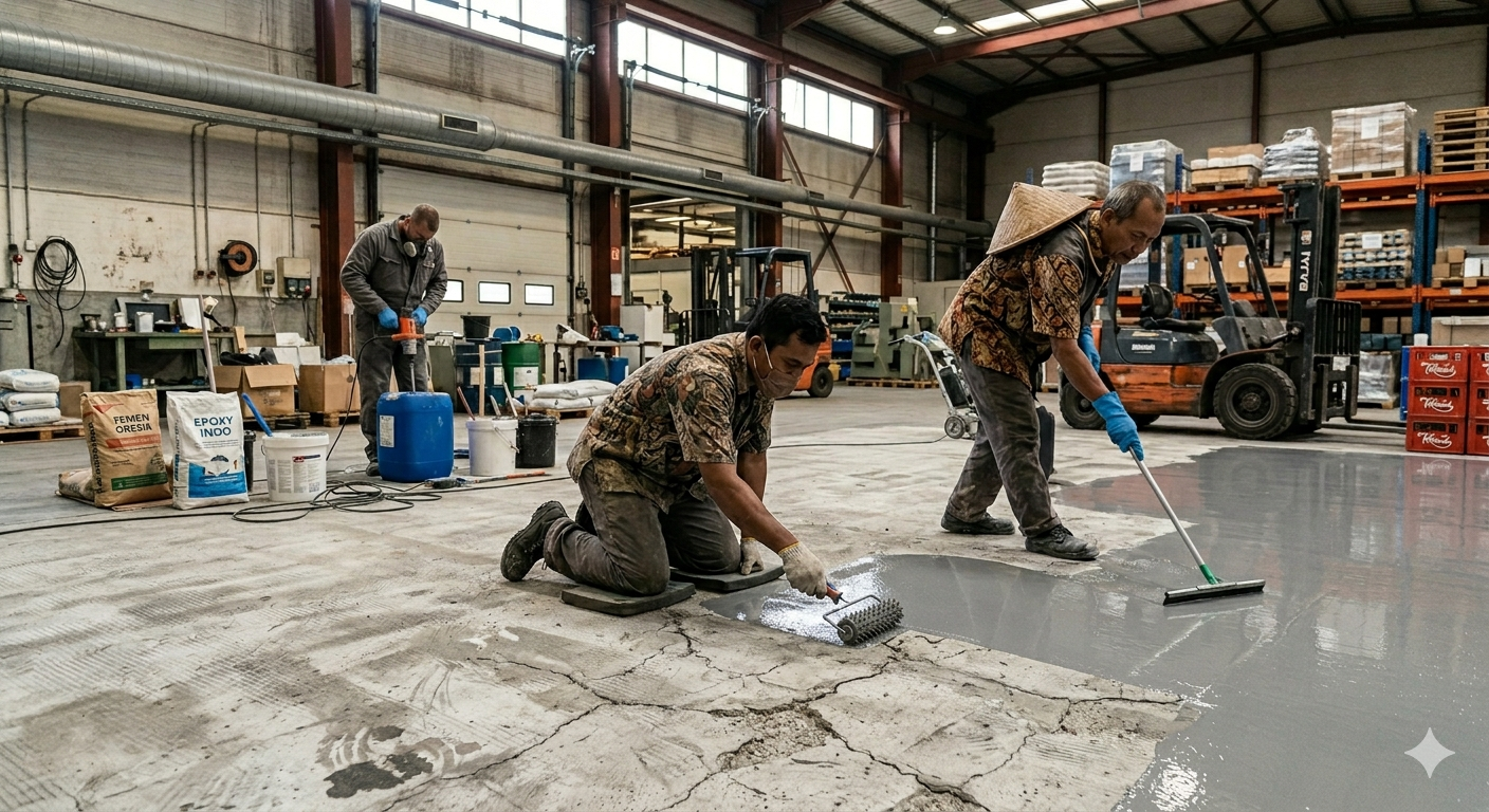 Solusi Lantai Retak dan Aus di Area Industri dengan Epoxy Flooring