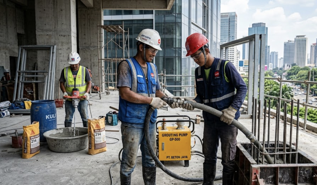 Ilustrasi grouting beton